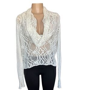 Free People Cowl Neck Crochet Sweater